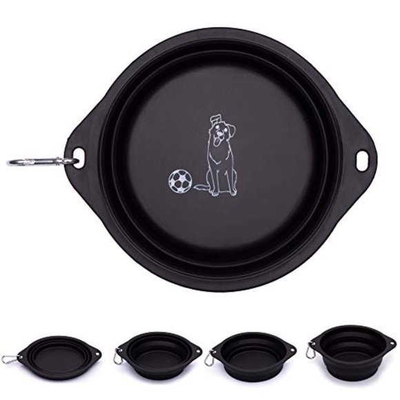 Collapsible Travel Dog Bowls (Large Size / 800 ml) - Two Pack (Black & Red) - Picture 3 of 8